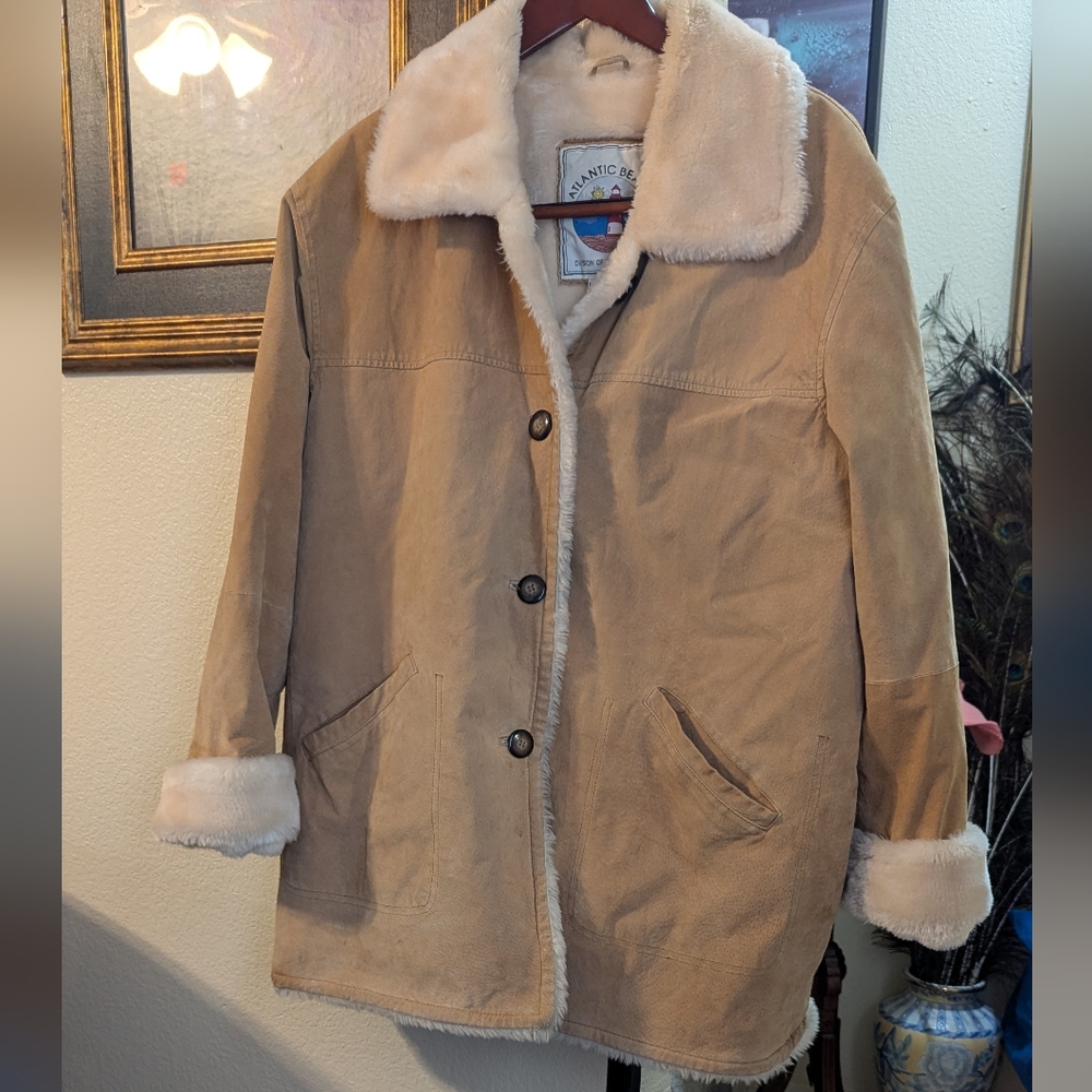 Vintage Atlantic Beach Cozy Tan Women's Teddy Jacket Shearling Coat